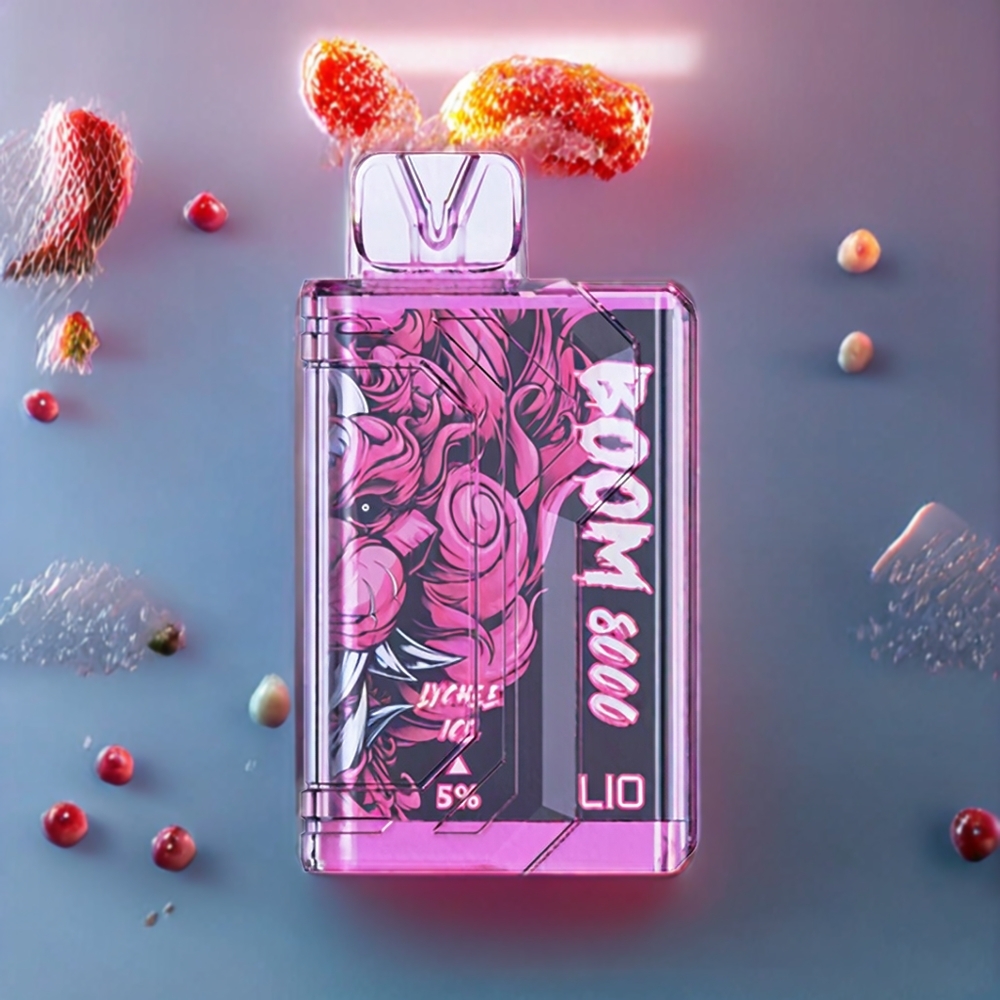 LIO BOOM PRO 8000 Puffs Disposable Vape Lychee Ice 15ml 5% Nicotine Mesh Coil Type-C New Zealand Wholesale
