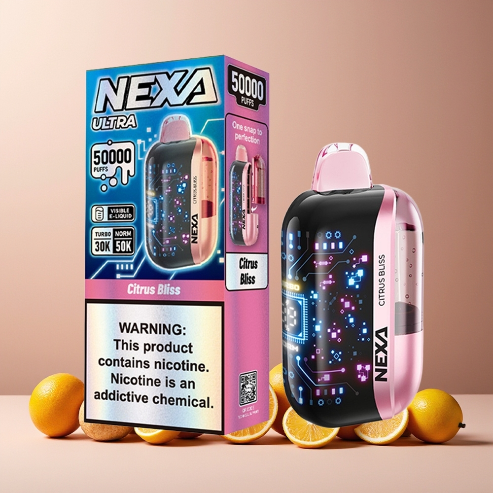 NEXA Ultra 50000 New Zealand Wholesale 20ml 800mah 5% 0.9ohm Dual Mesh 3d Screen Type-C Citrus Bliss Disposable Vape