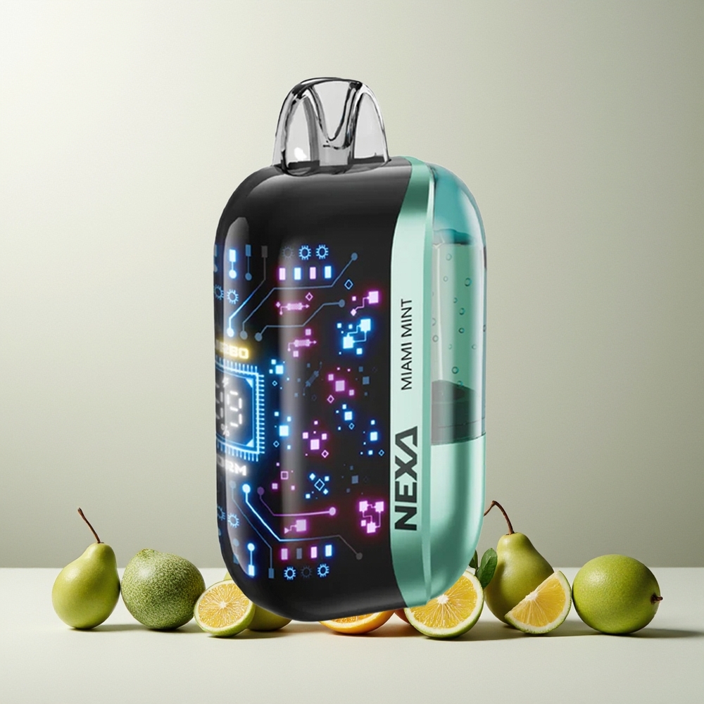NEXA Ultra 50000 Puffs Disposable Vape Miami Mint New Zealand Wholesale 20ml 800mah 5% 0.9ohm Dual Mesh Coils 3d Curved Screen Type-c