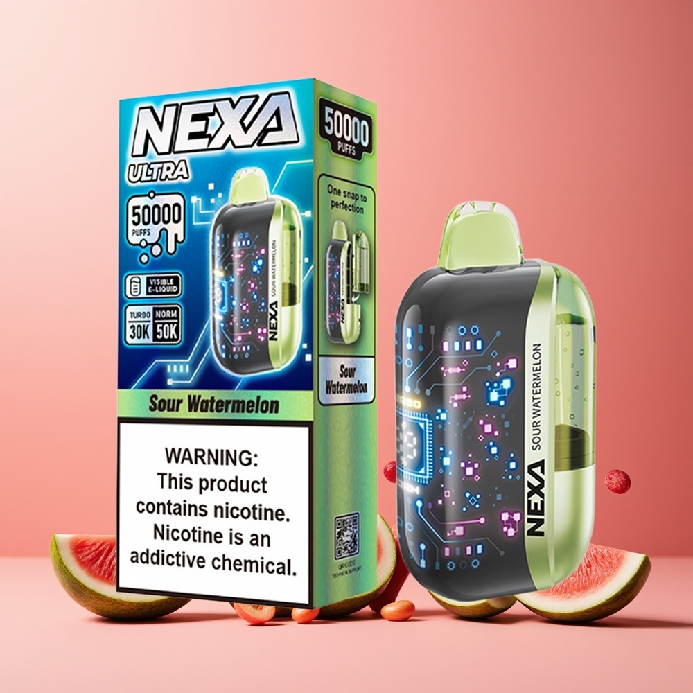 NEXA Ultra 50000 Puffs Disposable Vape Sour Watermelon New Zealand Wholesale 20ml 800mah 5% Type-C
