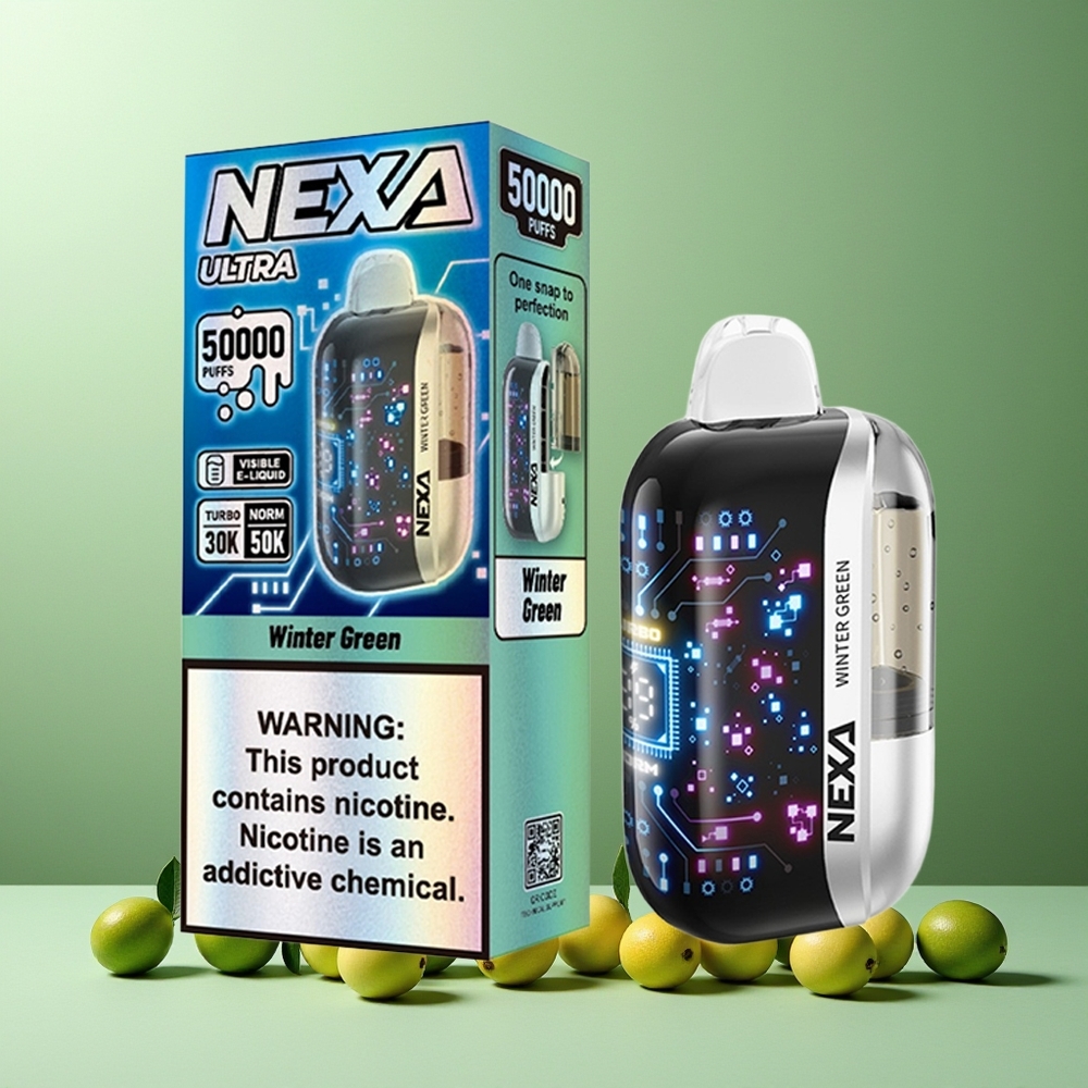 NEXA Ultra 50000 Puffs Disposable Vape Winter Green New Zealand Wholesale 20ml 800mah 5% Type-c