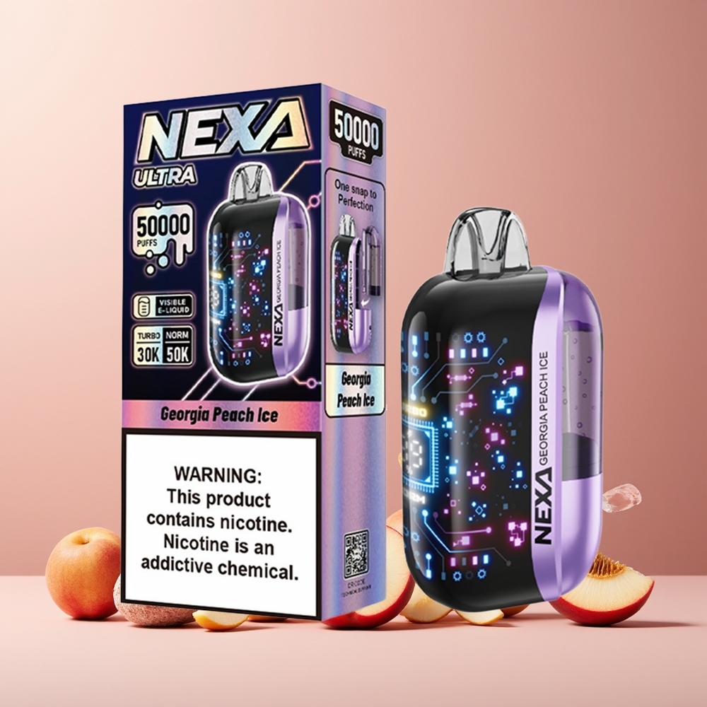NEXA Ultra 50000 Puffs New Zealand Wholesale Disposable Vape Georgia Peach Ice 20ml 800mah 5% Type-c