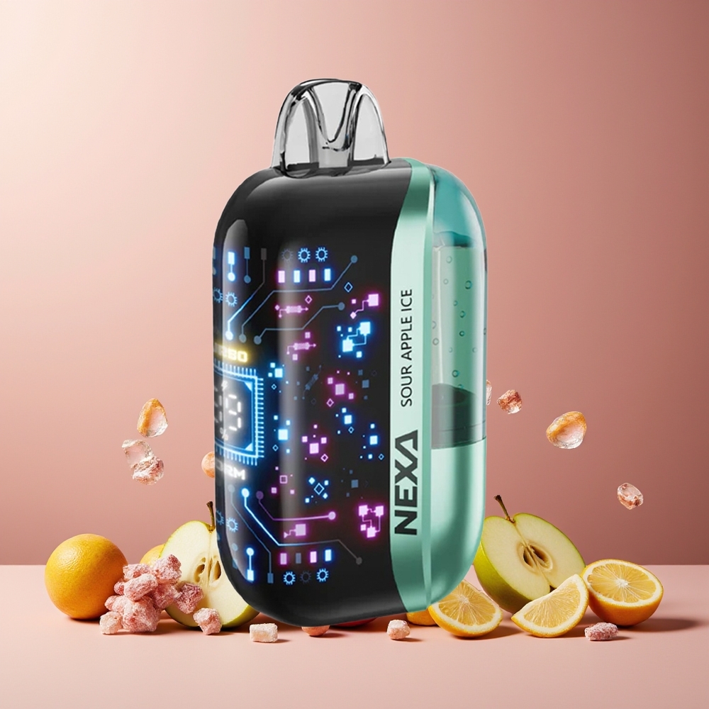 NEXA Ultra 50000 Puffs New Zealand Wholesale Disposable Vape Sour Apple Ice 20ml 800mah 5% Nicotine Type-C Charging 3D Curved Screen