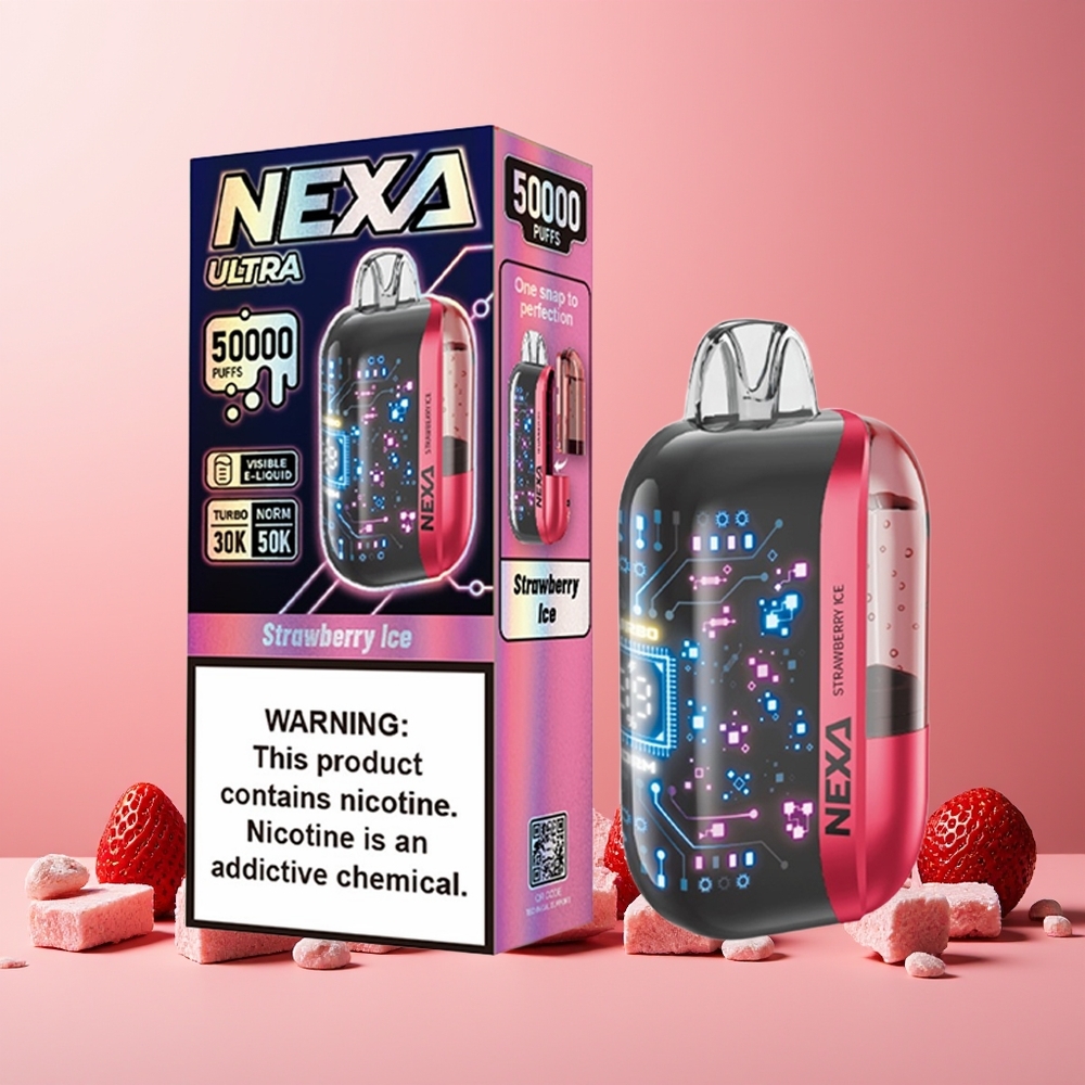 NEXA Ultra 50000 Puffs New Zealand Wholesale Disposable Vape Strawberry Ice 20ml 800mah 5% Nicotine Type-C Charging