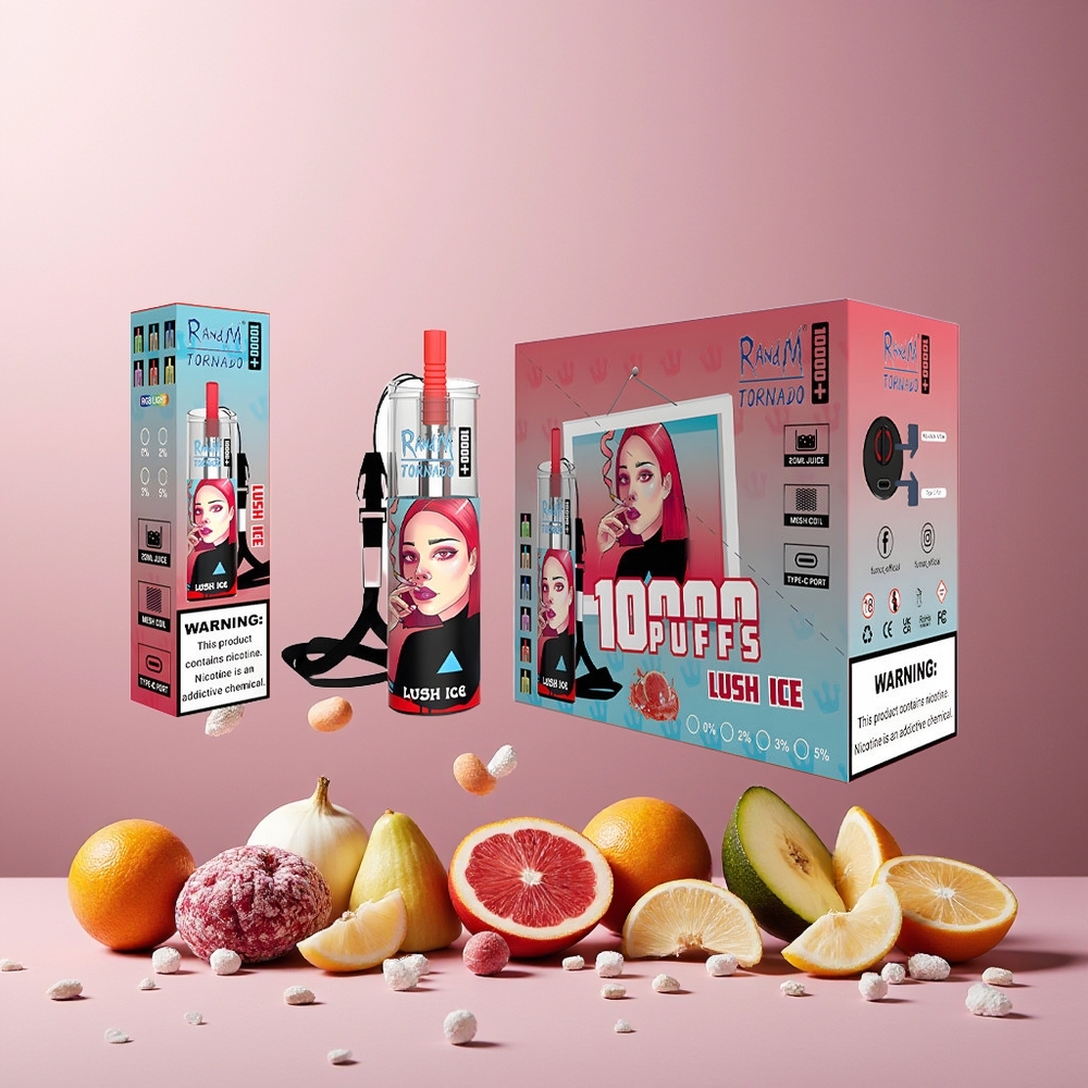 RandM Fumot Original Tornado 10000 Plus Disposable Vape New Zealand Wholesale 20ml Mesh Coil RGB Lights Type-C Port Lush Ice