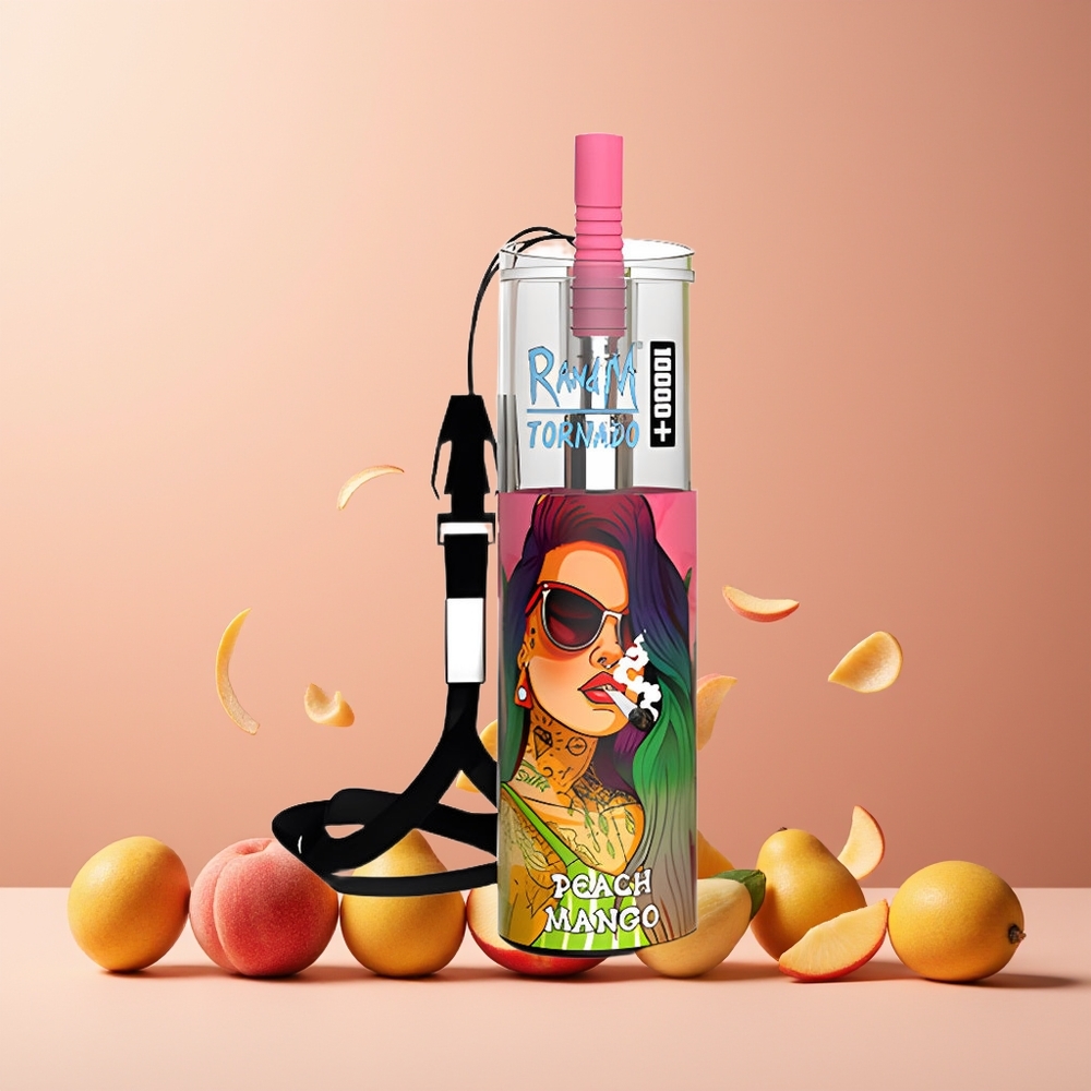 RandM Fumot Original Tornado 10000 Plus Disposable Vape Peach Mango New Zealand Wholesale 20ml Mesh Coil Type-C RGB 850mAh