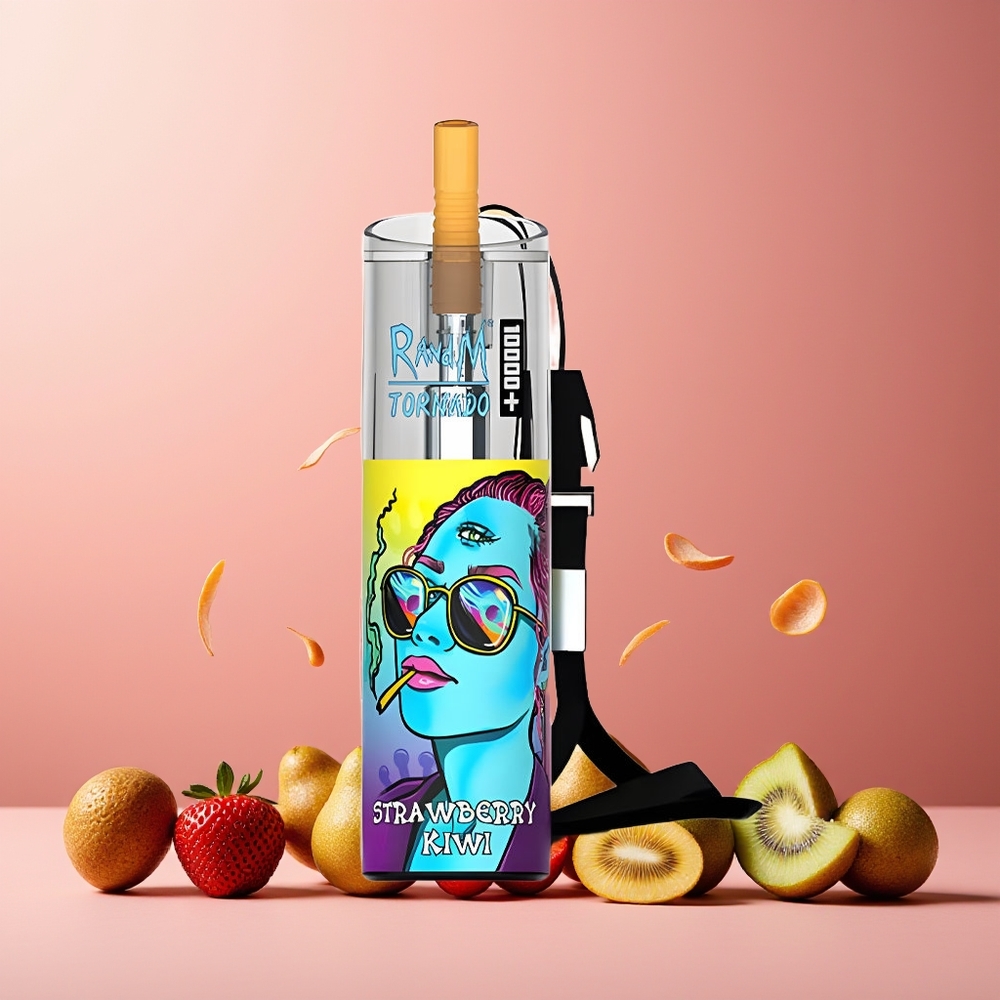 RandM Fumot Original Tornado 10000 Plus Disposable Vape Strawberry Kiwi New Zealand Wholesale 20ml Mesh Coil 850mAh Type-C RGB