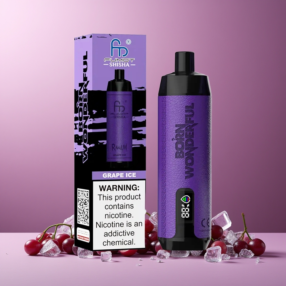 RandM Fumot Shisha 10000 Puffs 18ml Grape Ice Disposable Vape with LED Indicator & Type-C Port - New Zealand Wholesale