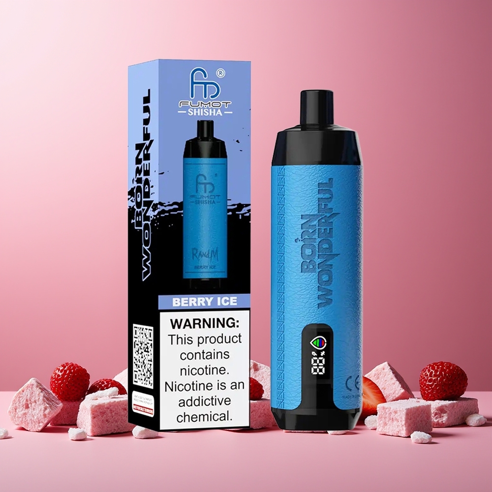RandM Fumot Shisha 10000 Puffs Disposable Vape Berry Ice New Zealand Wholesale with LED Indicator 18ml Prefilled 850mAh Type-C