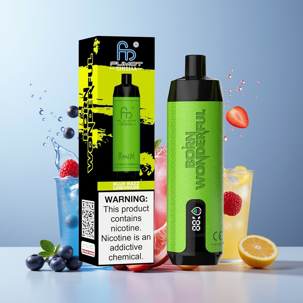 RandM Fumot Shisha 10000 Puffs Disposable Vape Blue Razz Lemonade New Zealand Wholesale 18ml Prefilled 850mAh Type-C 0.6ohm Mesh 0.5% Nicotine