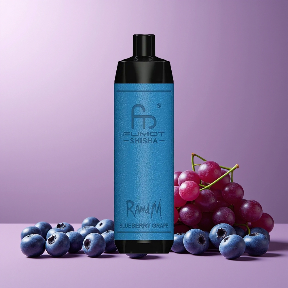 RandM Fumot Shisha 10000 Puffs Disposable Vape Blueberry Grape New Zealand Wholesale with LED Indicator 18ml Prefilled 850mAh Type-C