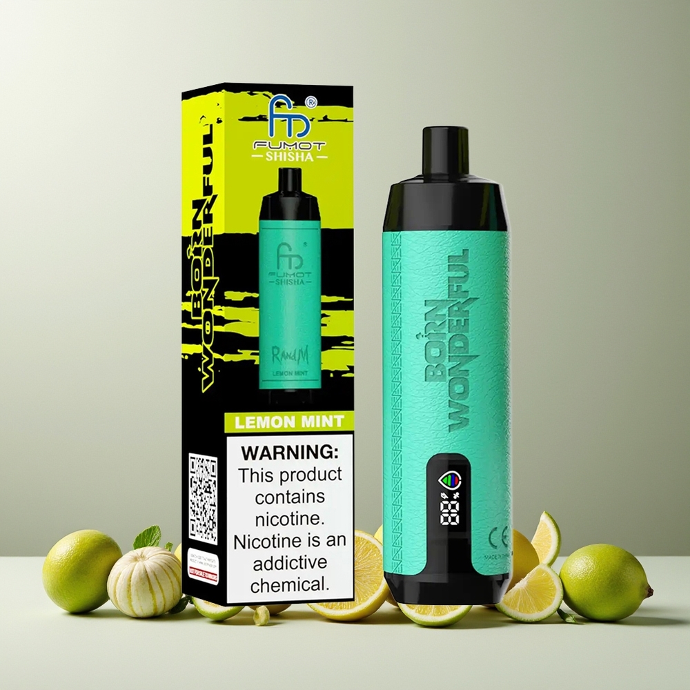 RandM Fumot Shisha 10000 Puffs Disposable Vape Lemon Mint New Zealand Wholesale 18ml Prefilled 850mAh Type-C 0.6ohm Mesh 0.5% Nicotine