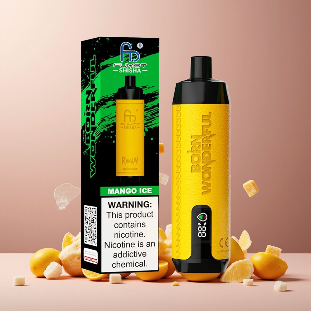 RandM Fumot Shisha 10000 Puffs Disposable Vape Mango Ice New Zealand Wholesale 18ml 850mAh Type-C 0.6ohm Mesh 0.5% Nic LED