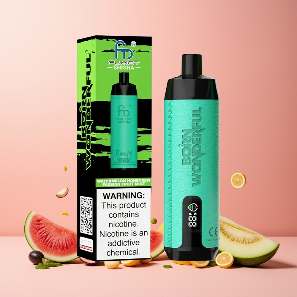 RandM Fumot Shisha 10000 Puffs Disposable Vape Watermelon Honeydew Passion Fruit Mint with LED Indicator, 18ml Prefilled, Type-C Port - New Zealand Wholesale