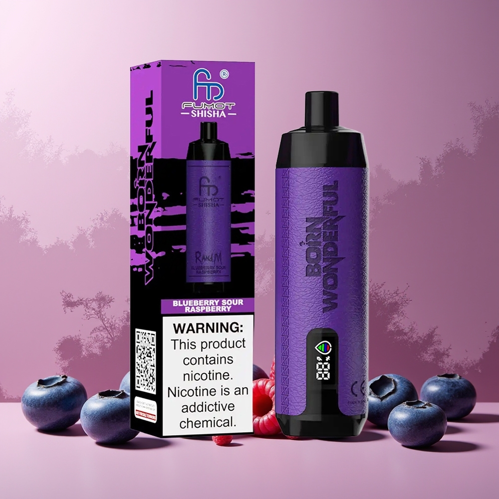 RandM Fumot Shisha 10000 Puffs New Zealand Wholesale Disposable Vape LED Indicator Type-C Port 18ml Prefilled Blueberry Sour Raspberry