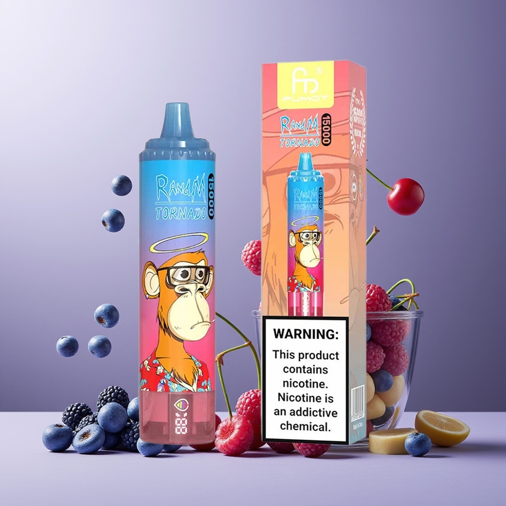 RandM Fumot Tornado 15000 Puffs 25ml 850mAh Mesh Coil Blue Razz Cherry New Zealand Wholesale
