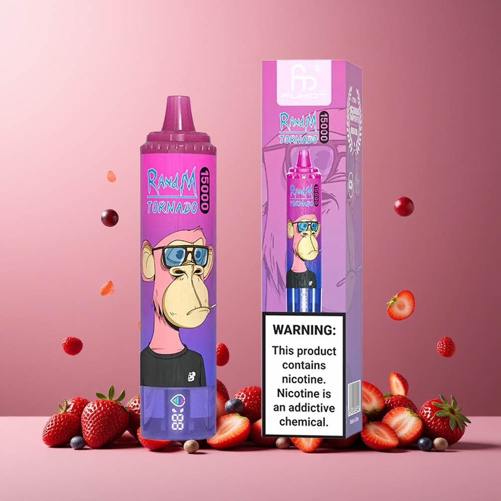 RandM Fumot Tornado 15000 Puffs 25ml 850mAh Mesh Coil Strawberry Grape New Zealand Wholesale