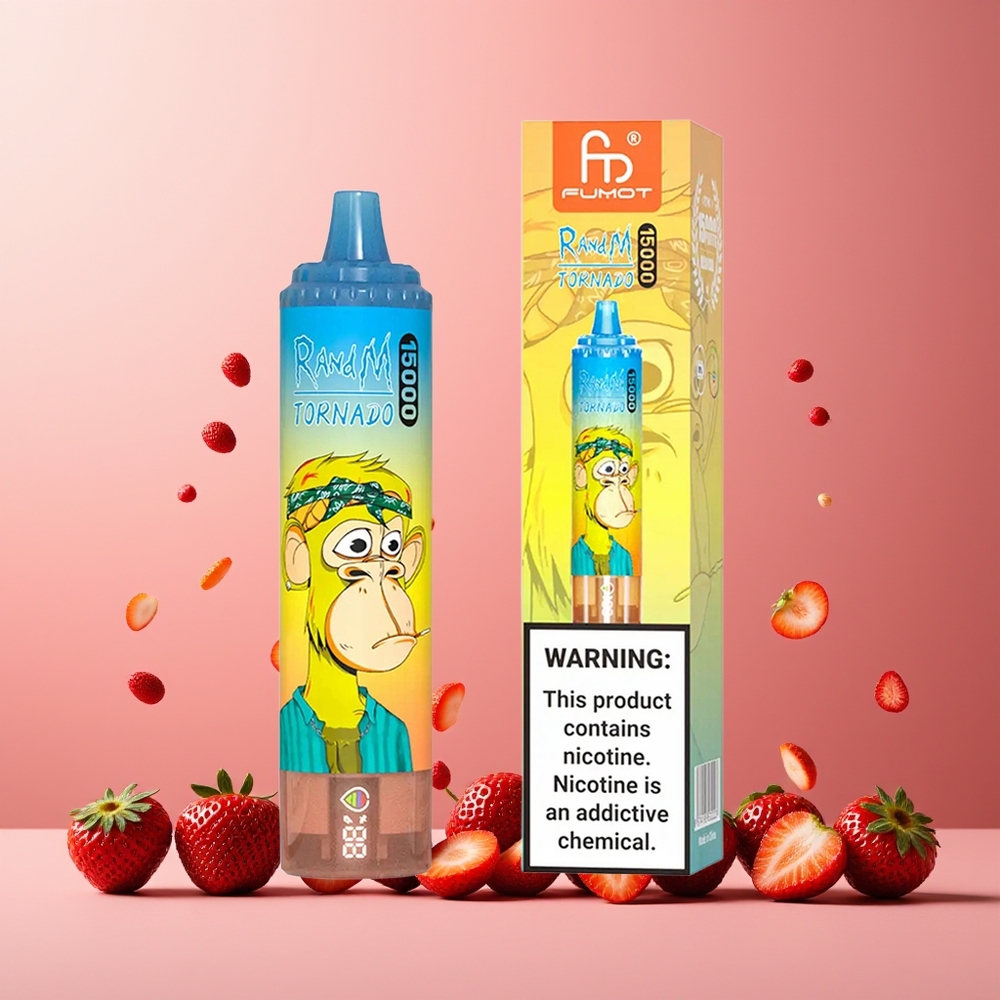 RandM Fumot Tornado 15000 Puffs 25ml 850mAh Mesh Coil Strawberry New Zealand Wholesale