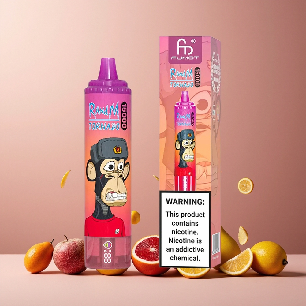 RandM Fumot Tornado 15000 Puffs 25ml 850mAh Mesh Coil Type-C LCD Disposable Vape Dragon Fruit New Zealand Wholesale