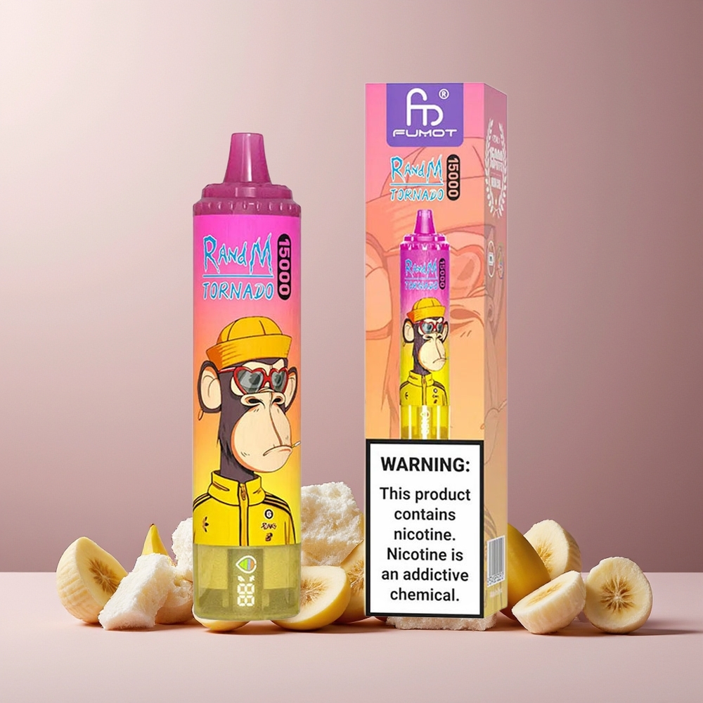 RandM Fumot Tornado 15000 Puffs 25ml 850mAh Mesh Coil Type-C New Zealand Wholesale Banana Ice Disposable Vape
