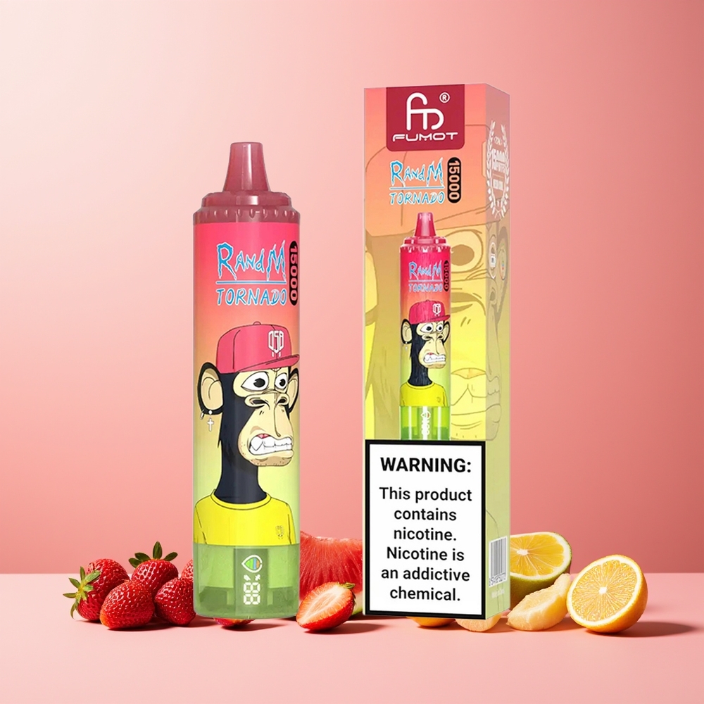 RandM Fumot Tornado 15000 Puffs 25ml 850mAh Mesh Coil Type-C Rechargeable Strawberry Watermelon Lemonade New Zealand Wholesale