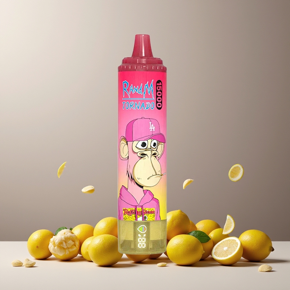 RandM Fumot Tornado 15000 Puffs 25ml 850mAh Mesh Coil USB-C LCD Disposable Vape Lemon New Zealand Wholesale