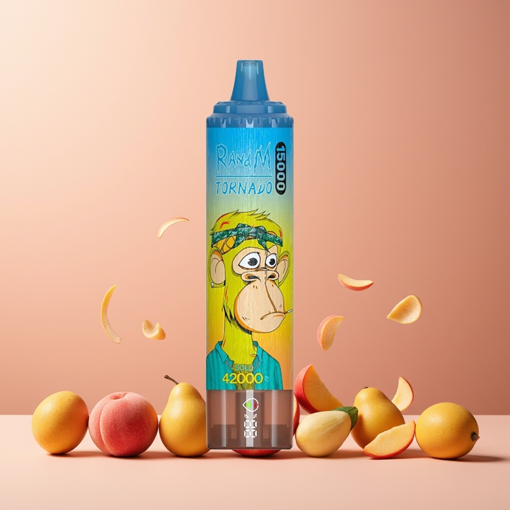 RandM Fumot Tornado 15000 Puffs 25ml 850mAh Mesh Coil USB-C LCD Disposable Vape Peach Mango New Zealand Wholesale