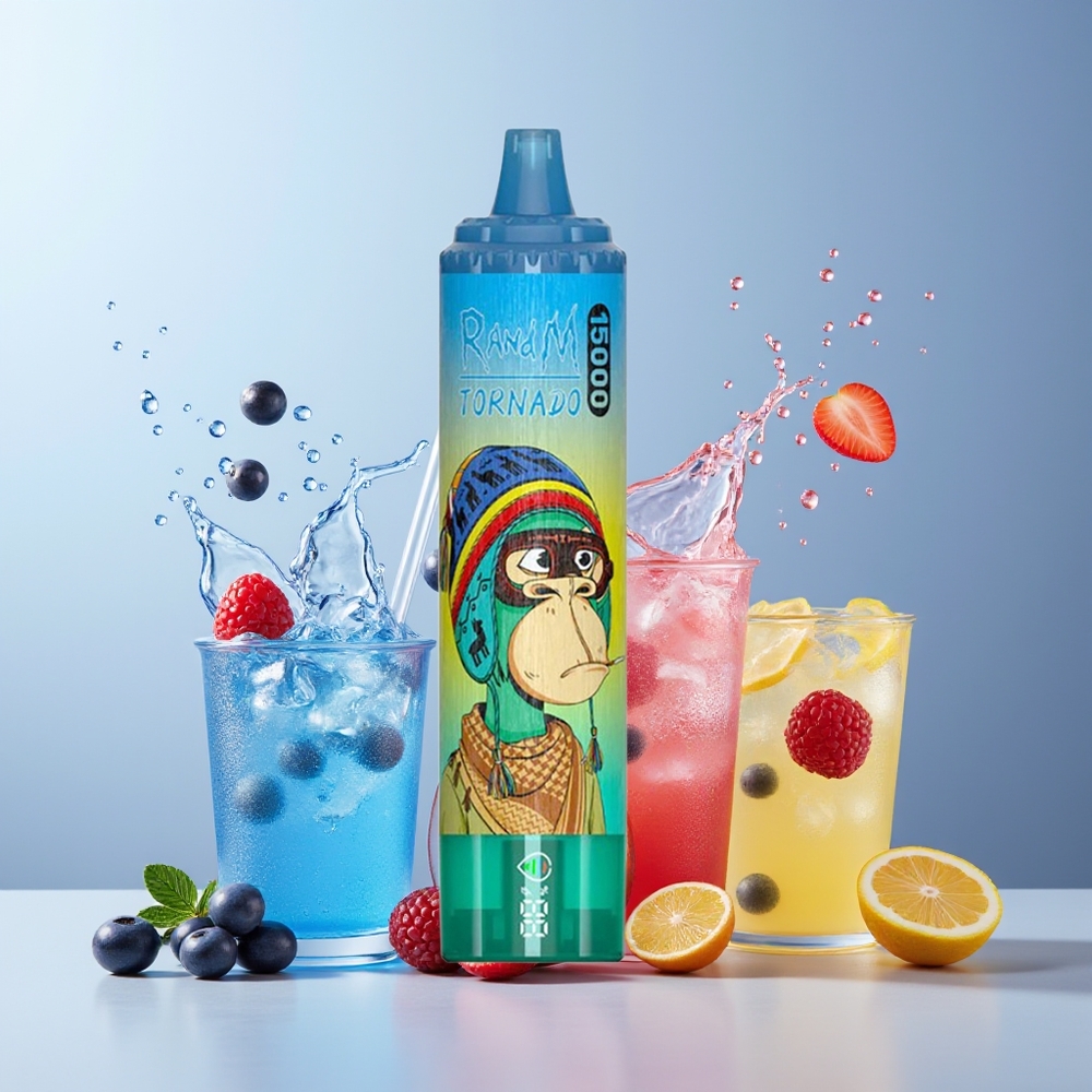 RandM Fumot Tornado 15000 Puffs 25ml 850mAh Mesh Coil USB-C LCD New Zealand Wholesale Blue Razz Lemonade