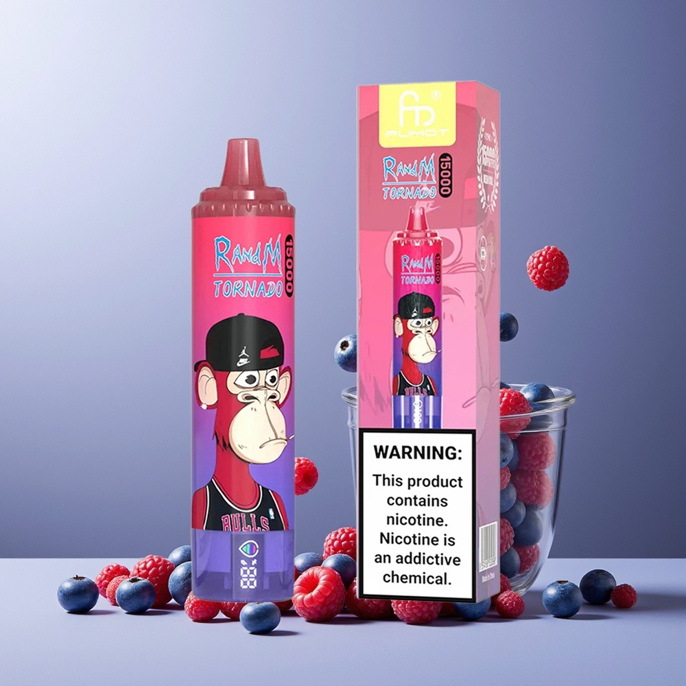 RandM Fumot Tornado 15000 Puffs 25ml 850mAh Mesh Coil USB-C LCD New Zealand Wholesale Bluesour Raspberry Disposable Vape