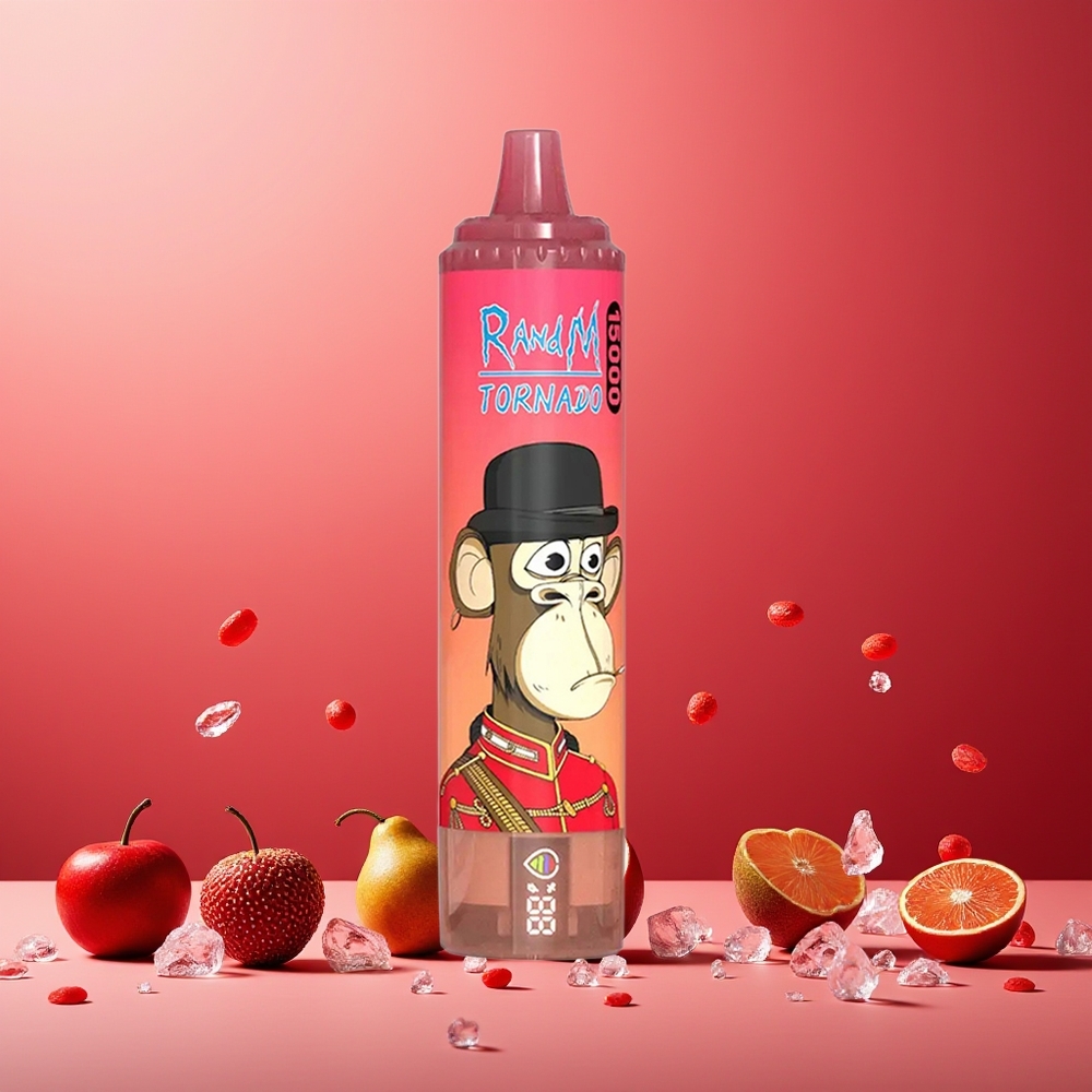 RandM Fumot Tornado 15000 Puffs 25ml 850mAh Mesh Coil USB-C LCD New Zealand Wholesale Red Energy Ice Disposable Vape