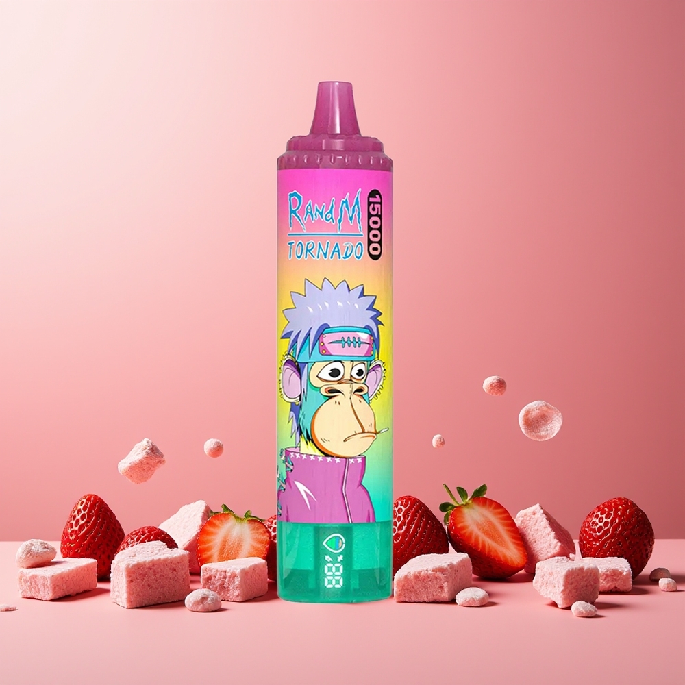 RandM Fumot Tornado 15000 Puffs 25ml 850mAh Mesh LCD New Zealand Wholesale Strawberry Ice Disposable Vape