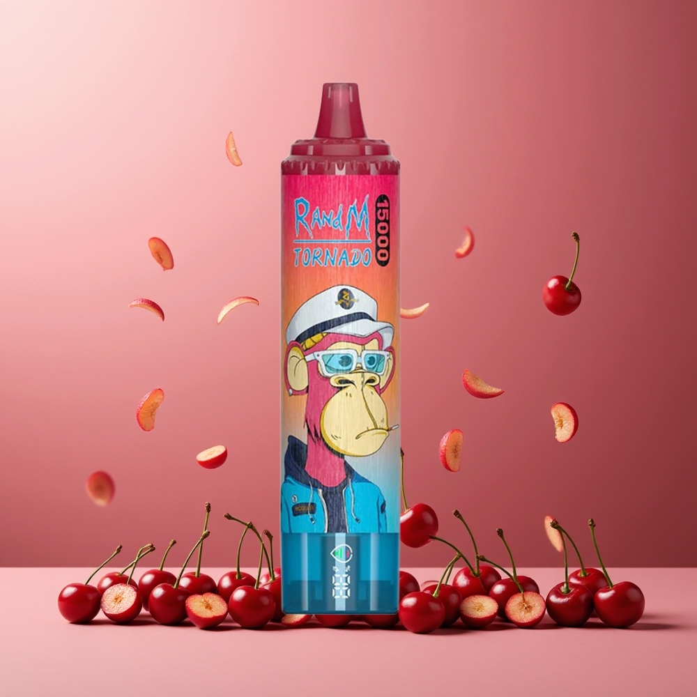 RandM Fumot Tornado 15000 Puffs 25ml 850mAh Mesh LCD Type-C New Zealand Wholesale Disposable Vape Cherry