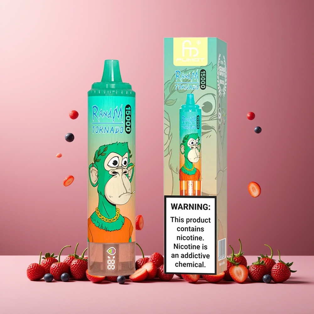 RandM Fumot Tornado 15000 Puffs Disposable Vape Triple Berry New Zealand Wholesale 25ml 850mAh Mesh Coil Type-C LCD