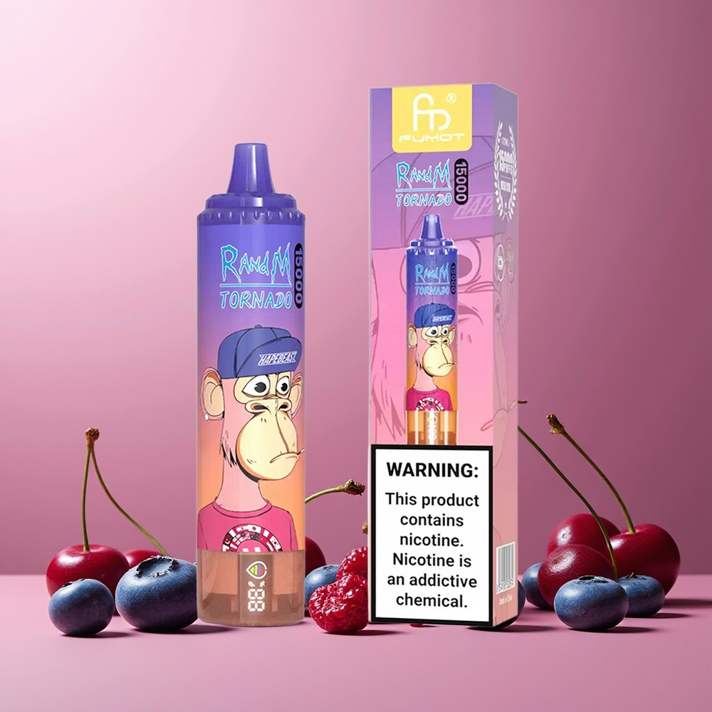 RandM Fumot Tornado 15000 Puffs New Zealand Wholesale 25ml 850mAh Mesh Coil Blueberry Cherry Cranberry