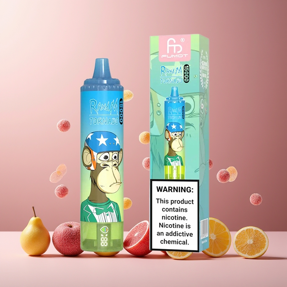 RandM Fumot Tornado 15000 Puffs New Zealand Wholesale 25ml 850mAh Mesh Coil Type-C LCD Gummy Bear Disposable Vape