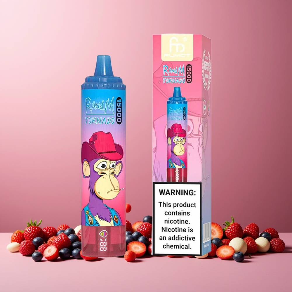 RandM Fumot Tornado 15000 Puffs New Zealand Wholesale 25ml 850mAh Mesh Coil Type-C Mixed Berry Disposable Vape