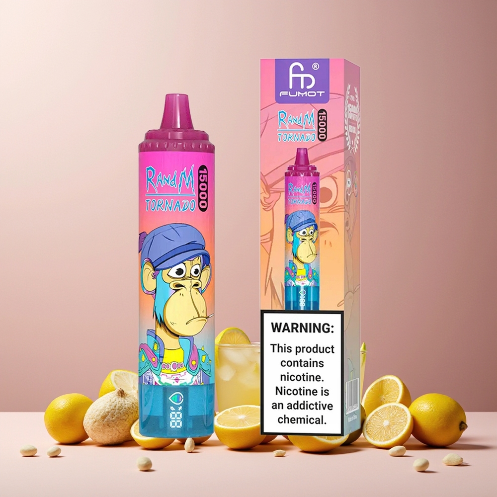 RandM Fumot Tornado 15000 Puffs New Zealand Wholesale 25ml 850mAh Mesh LCD Lemonade Disposable Vape