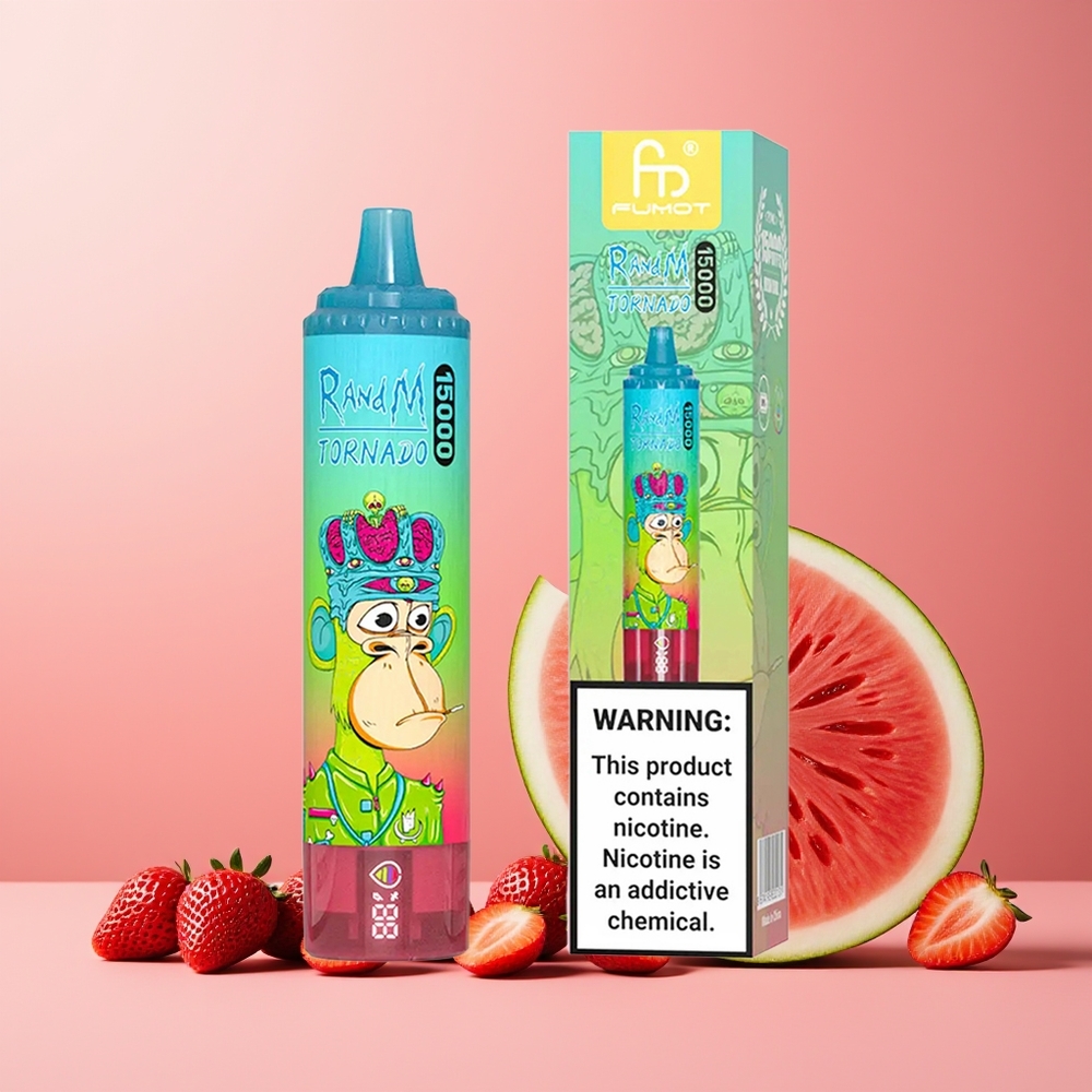 RandM Fumot Tornado 15000 Puffs New Zealand Wholesale 25ml 850mAh Mesh Strawberry Watermelon Disposable Vape