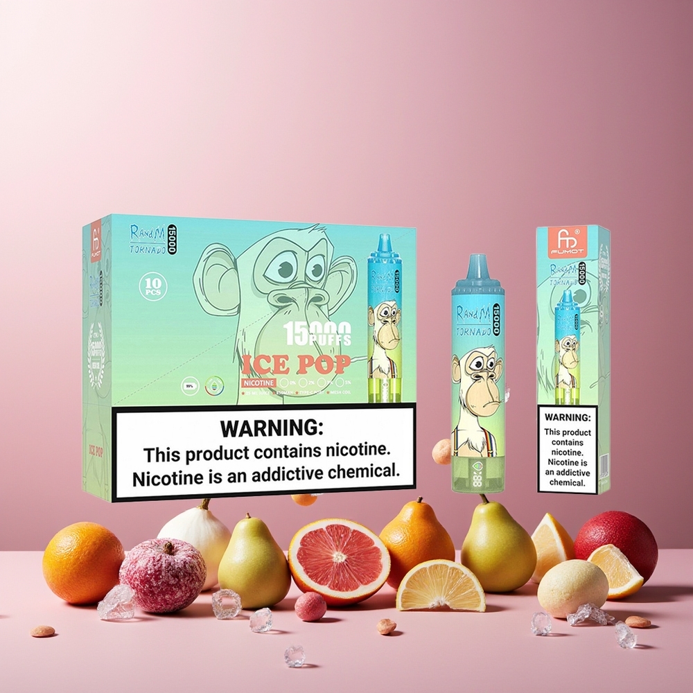 RandM Fumot Tornado 15000 Puffs New Zealand Wholesale Disposable Vape Ice Pop 25ml 850mAh Mesh LCD Type-C