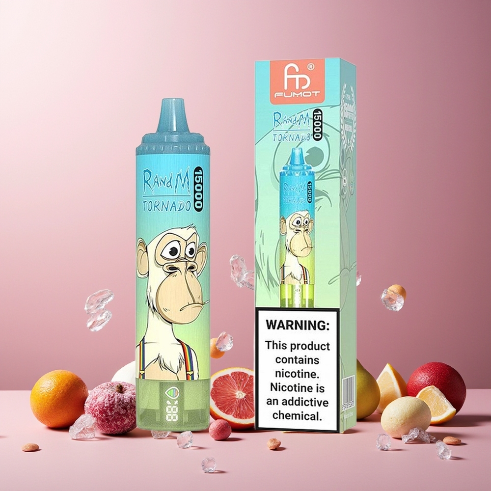 RandM Fumot Tornado 15000 Puffs New Zealand Wholesale Disposable Vape Ice Pop 25ml 850mAh Mesh LCD Type-C