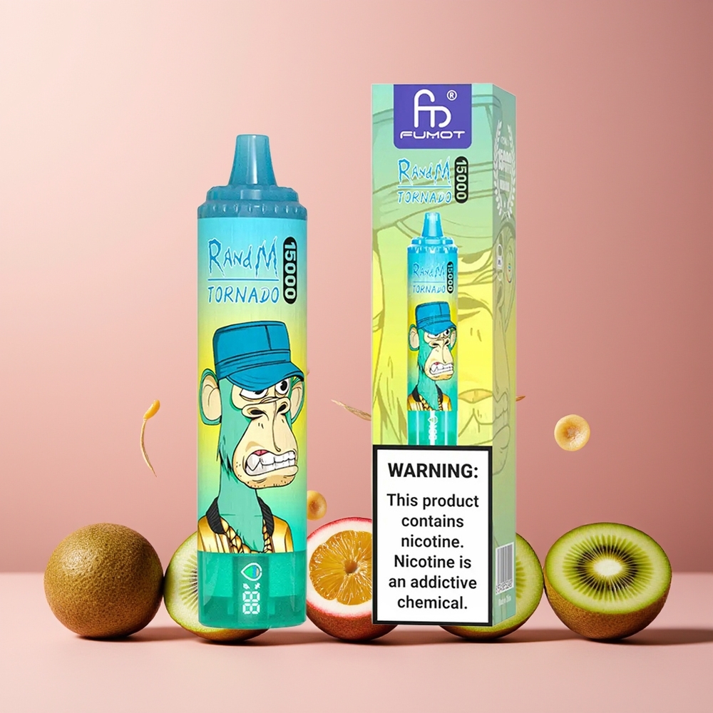 RandM Fumot Tornado 15000 Puffs New Zealand Wholesale Disposable Vape Kiwi Passionfruit Guava 25ml 850mAh Mesh Coil Type-C LCD
