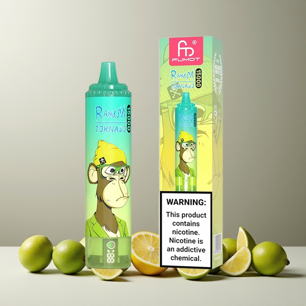 RandM Fumot Tornado 15000 Puffs New Zealand Wholesale Disposable Vape Lemon Lime 25ml 850mAh Mesh Coil Type-C LCD