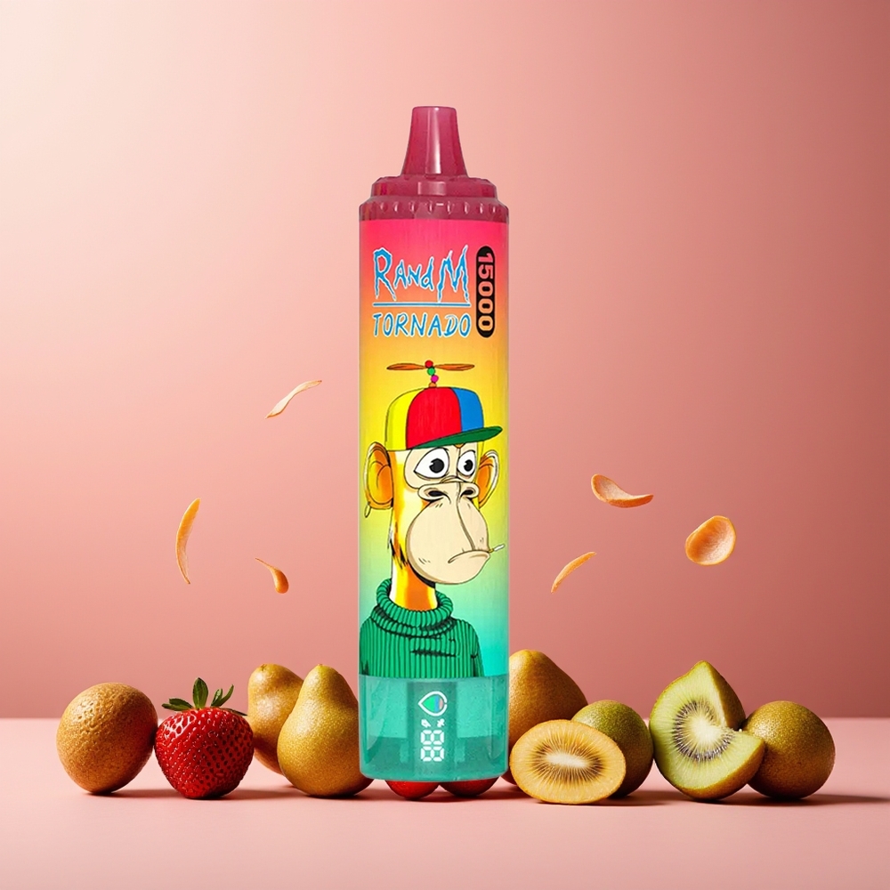 RandM Fumot Tornado 15000 Puffs New Zealand Wholesale Disposable Vape Strawberry Kiwi 25ml 850mAh Mesh Coil Type-C LCD
