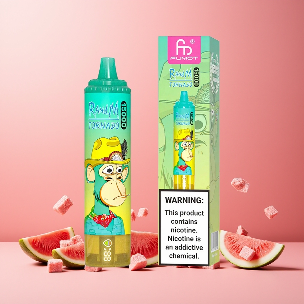 RandM Fumot Tornado 15000 Puffs New Zealand Wholesale Disposable Vape Watermelon Ice 25ml 850mAh Mesh LCD Type-C