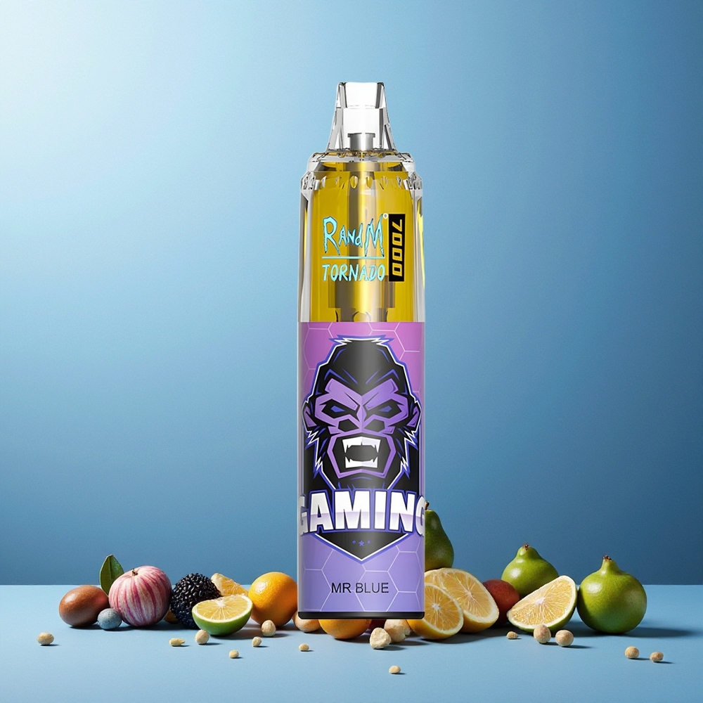 RandM Fumot Tornado 7000 Puffs 14ML 850MAH Mesh Coil Type-C RGB Air-Adjustable New Zealand Wholesale Dr. Blue