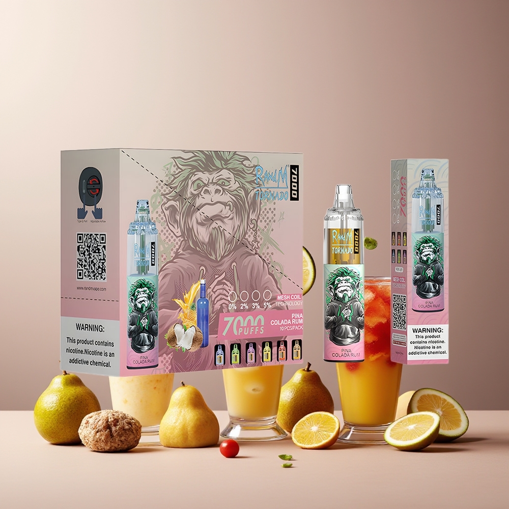 RandM Fumot Tornado 7000 Puffs 14ML 850MAH Mesh Coil Type-C RGB Air-Adjustable Pina Colada New Zealand Wholesale
