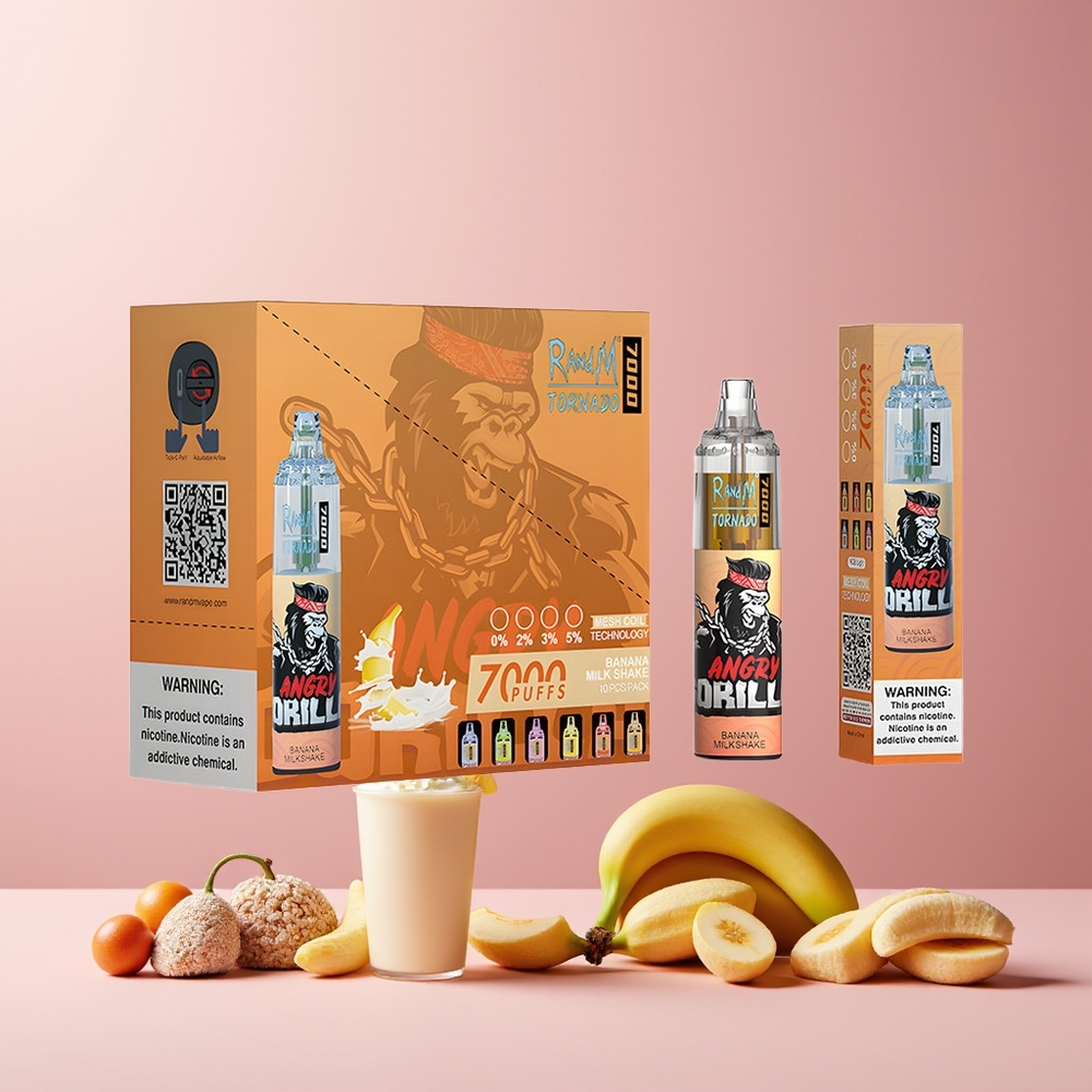 RandM Fumot Tornado 7000 Puffs Disposable Vape Banana Milkshake 14ML 850MAH Mesh Coil Type-C RGB Air-Adjustable New Zealand Wholesale