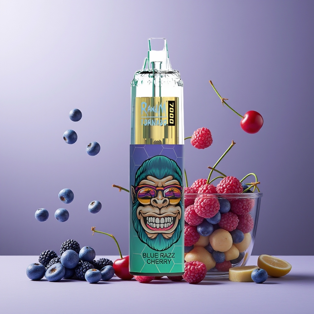 RandM Fumot Tornado 7000 Puffs Disposable Vape Blue Razz Cherry New Zealand Wholesale 14ML 850MAH Mesh Coil Type-C RGB Air-Adjustable