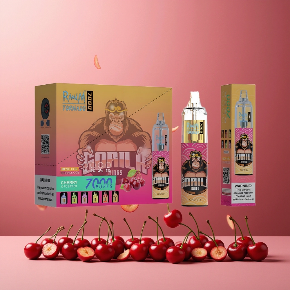 RandM Fumot Tornado 7000 Puffs Disposable Vape Cherry New Zealand Wholesale 14ML 850MAH Mesh Coil Type-C RGB Air-Adjustable