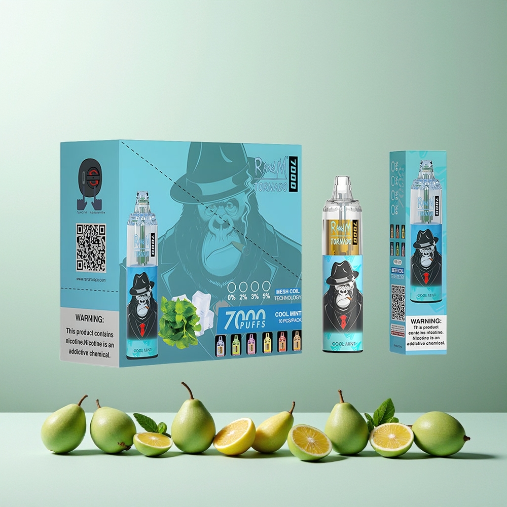 RandM Fumot Tornado 7000 Puffs Disposable Vape Cool Mint New Zealand Wholesale – 14ML E-liquid, 850MAH, Mesh Coil, Type-C, RGB, Air-Adjustable